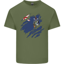 Torn Flag South Georgia and Sandwich Islands Mens Cotton T-Shirt Tee Top Military Green