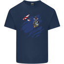 Torn Flag South Georgia and Sandwich Islands Mens Cotton T-Shirt Tee Top Navy Blue