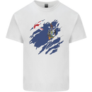 Torn Flag South Georgia and Sandwich Islands Mens Cotton T-Shirt Tee Top White