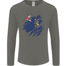 Torn Flag South Georgia and Sandwich Islands Mens Long Sleeve T-Shirt Charcoal