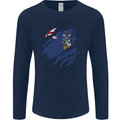 Torn Flag South Georgia and Sandwich Islands Mens Long Sleeve T-Shirt Navy Blue