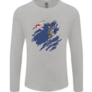 Torn Flag South Georgia and Sandwich Islands Mens Long Sleeve T-Shirt Sports Grey