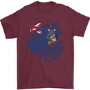 Torn Flag South Georgia and Sandwich Islands Mens T-Shirt 100% Cotton Maroon