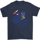 Torn Flag South Georgia and Sandwich Islands Mens T-Shirt 100% Cotton Navy Blue