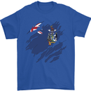 Torn Flag South Georgia and Sandwich Islands Mens T-Shirt 100% Cotton Royal Blue
