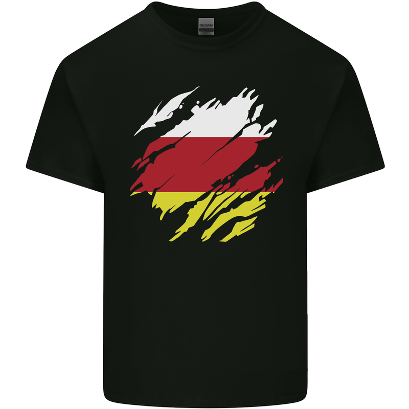 Torn Flag South Ossetia Kids T-Shirt Childrens Black