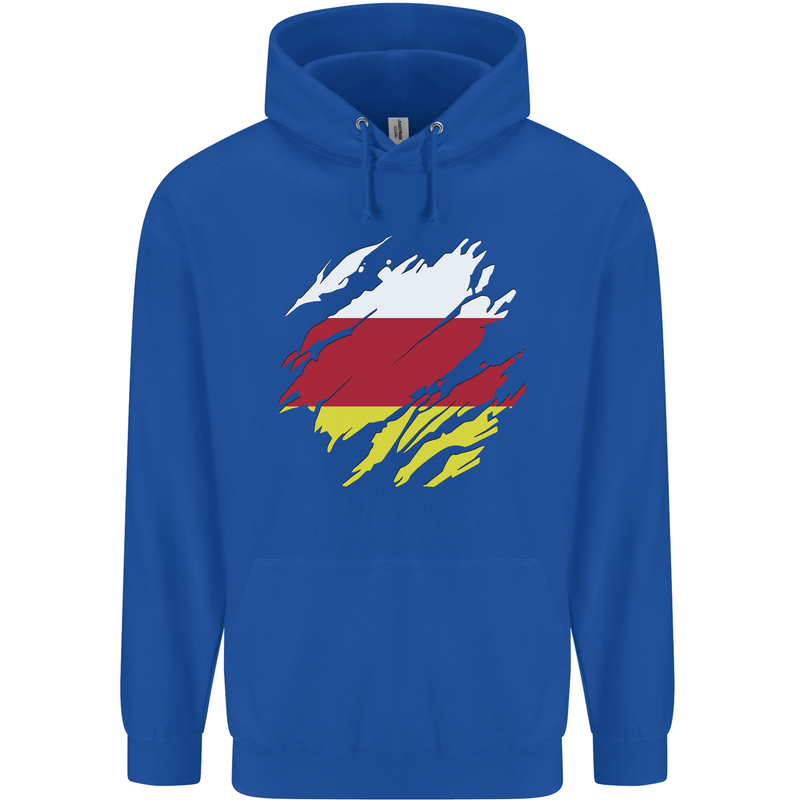 Torn Flag South Ossetia Mens 80% Cotton Hoodie Royal Blue
