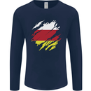 Torn Flag South Ossetia Mens Long Sleeve T-Shirt Navy Blue