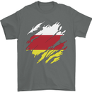 Torn Flag South Ossetia Mens T-Shirt 100% Cotton Charcoal
