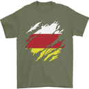 Torn Flag South Ossetia Mens T-Shirt 100% Cotton Military Green
