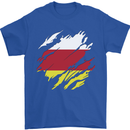 Torn Flag South Ossetia Mens T-Shirt 100% Cotton Royal Blue