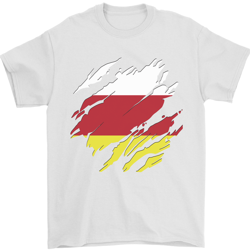 Torn Flag South Ossetia Mens T-Shirt 100% Cotton White