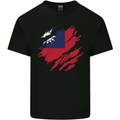 Torn Flag Taiwan Mens Cotton T-Shirt Tee Top Black