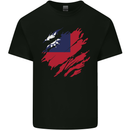 Torn Flag Taiwan Mens Cotton T-Shirt Tee Top Black