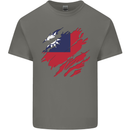 Torn Flag Taiwan Mens Cotton T-Shirt Tee Top Charcoal