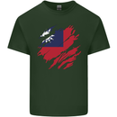 Torn Flag Taiwan Mens Cotton T-Shirt Tee Top Forest Green