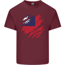 Torn Flag Taiwan Mens Cotton T-Shirt Tee Top Maroon