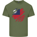 Torn Flag Taiwan Mens Cotton T-Shirt Tee Top Military Green