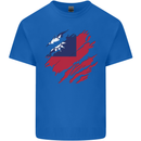 Torn Flag Taiwan Mens Cotton T-Shirt Tee Top Royal Blue
