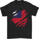 Torn Flag Taiwan Mens T-Shirt 100% Cotton Black
