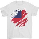 Torn Flag Taiwan Mens T-Shirt 100% Cotton White