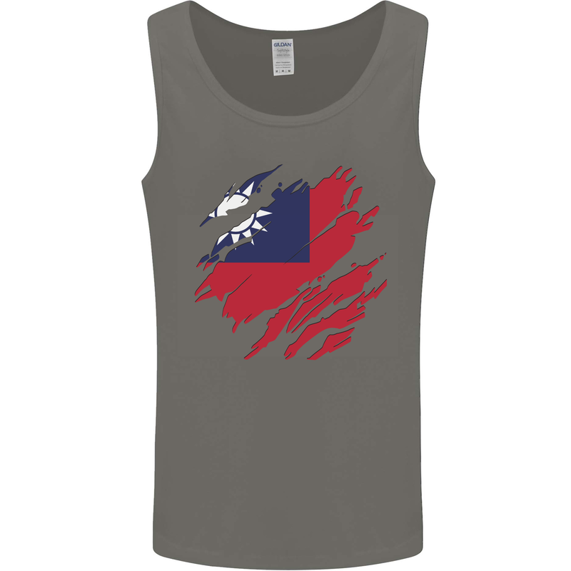 Torn Flag Taiwan Mens Vest Tank Top Charcoal