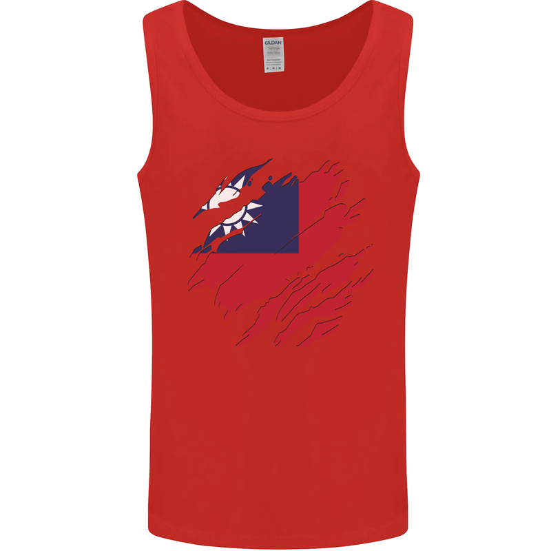 Torn Flag Taiwan Mens Vest Tank Top Red