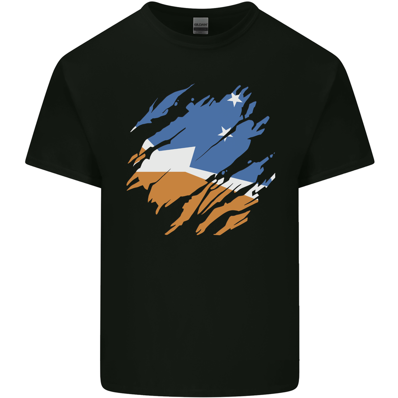 Torn Flag Tierra del Fuego Province Argentina Mens Cotton T-Shirt Tee Top Black