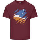 Torn Flag Tierra del Fuego Province Argentina Mens Cotton T-Shirt Tee Top Maroon