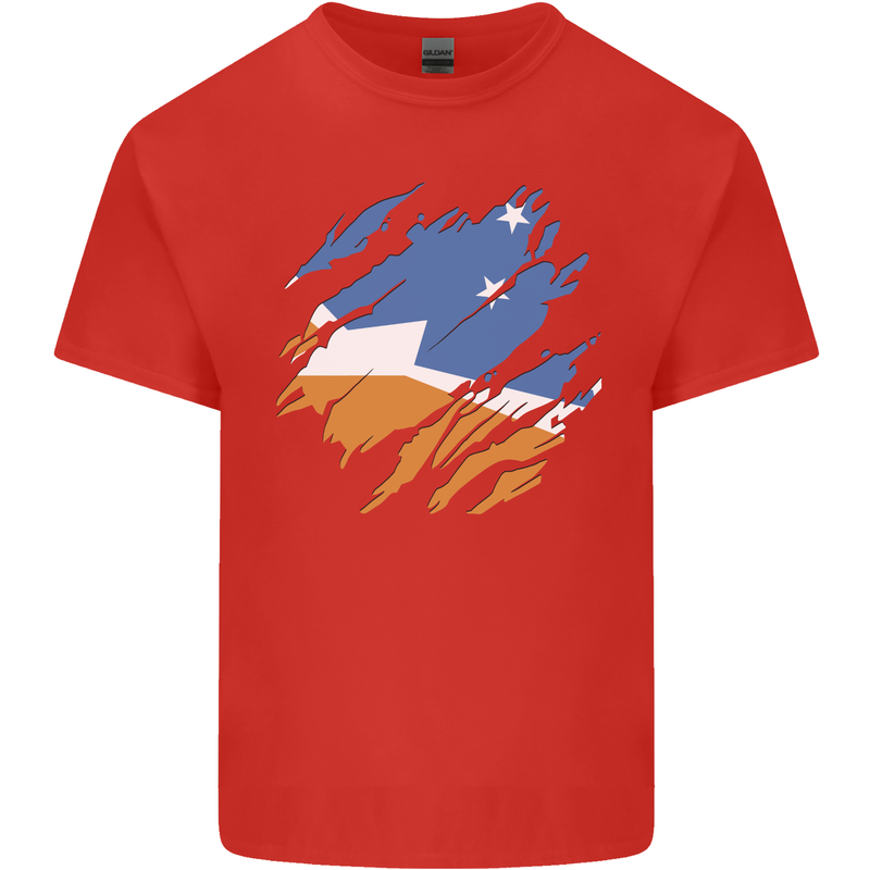 Torn Flag Tierra del Fuego Province Argentina Mens Cotton T-Shirt Tee Top Red