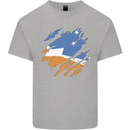Torn Flag Tierra del Fuego Province Argentina Mens Cotton T-Shirt Tee Top Sports Grey