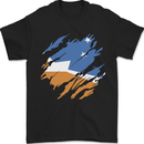 Torn Flag Tierra del Fuego Province Argentina Mens T-Shirt 100% Cotton Black