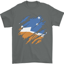 Torn Flag Tierra del Fuego Province Argentina Mens T-Shirt 100% Cotton Charcoal