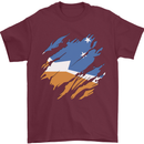 Torn Flag Tierra del Fuego Province Argentina Mens T-Shirt 100% Cotton Maroon