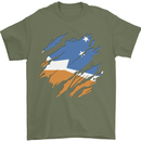 Torn Flag Tierra del Fuego Province Argentina Mens T-Shirt 100% Cotton Military Green