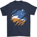 Torn Flag Tierra del Fuego Province Argentina Mens T-Shirt 100% Cotton Navy Blue