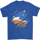 Torn Flag Tierra del Fuego Province Argentina Mens T-Shirt 100% Cotton Royal Blue