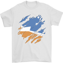 Torn Flag Tierra del Fuego Province Argentina Mens T-Shirt 100% Cotton White