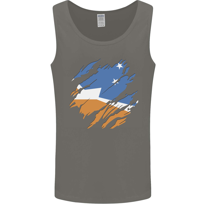 Torn Flag Tierra del Fuego Province Argentina Mens Vest Tank Top Charcoal