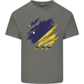 Torn Flag Tokelau Mens Cotton T-Shirt Tee Top Charcoal