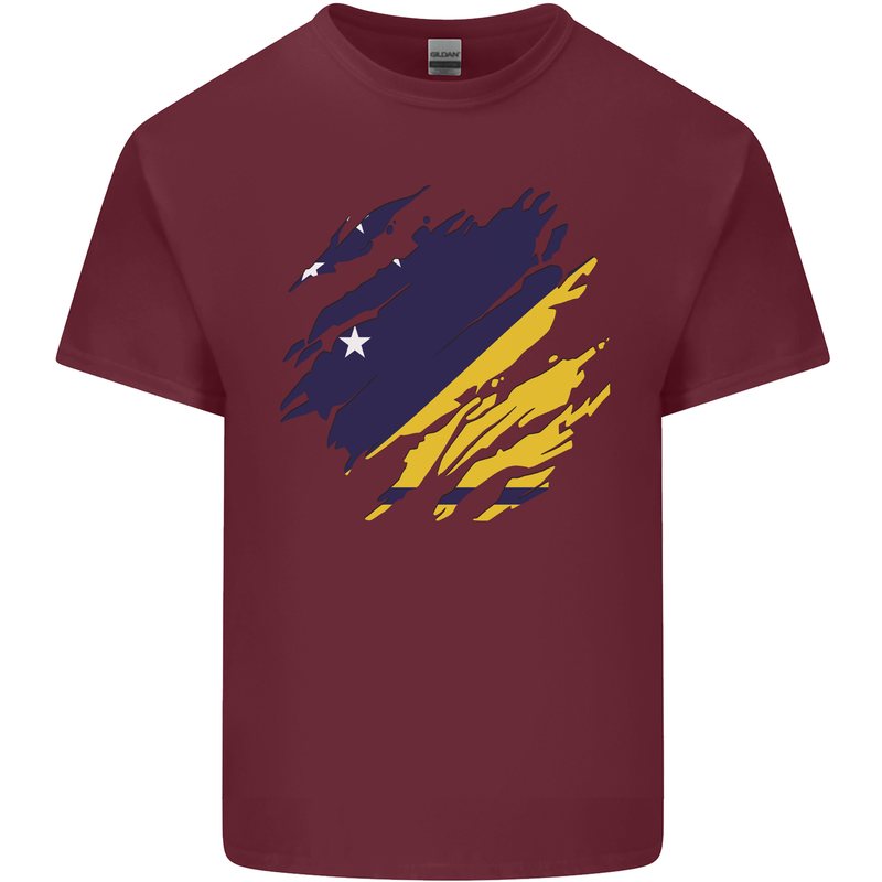 Torn Flag Tokelau Mens Cotton T-Shirt Tee Top Maroon