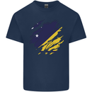 Torn Flag Tokelau Mens Cotton T-Shirt Tee Top Navy Blue