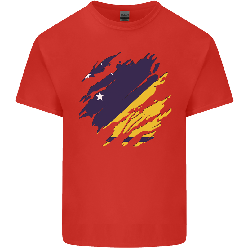 Torn Flag Tokelau Mens Cotton T-Shirt Tee Top Red
