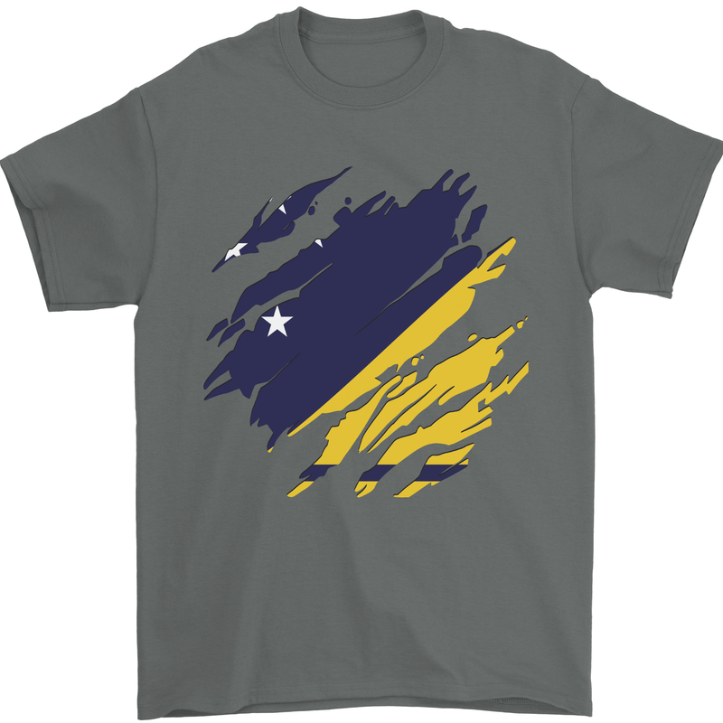 Torn Flag Tokelau Mens T-Shirt 100% Cotton Charcoal