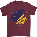 Torn Flag Tokelau Mens T-Shirt 100% Cotton Maroon