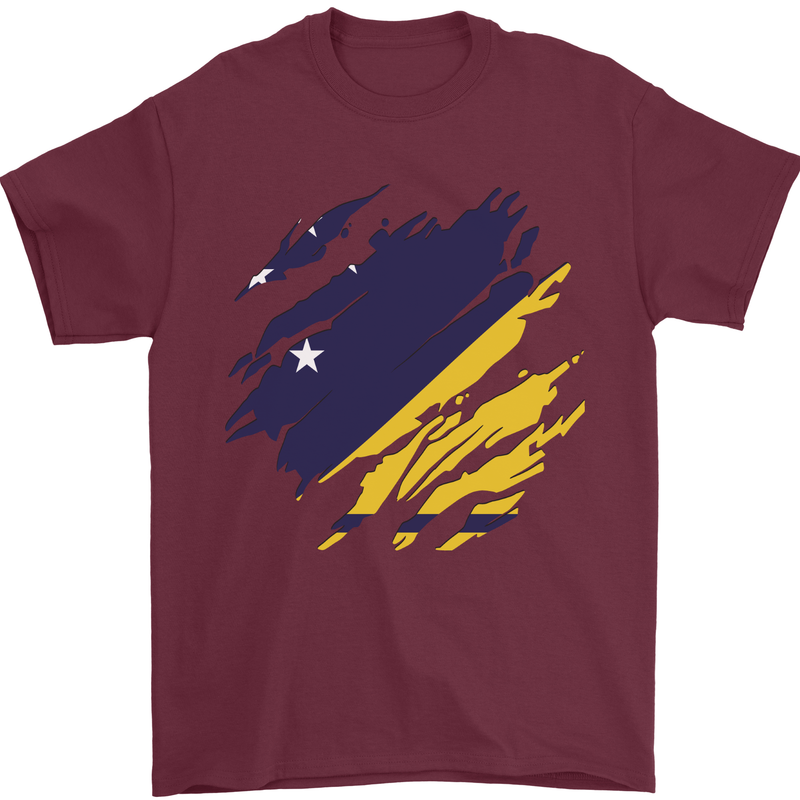 Torn Flag Tokelau Mens T-Shirt 100% Cotton Maroon