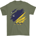 Torn Flag Tokelau Mens T-Shirt 100% Cotton Military Green