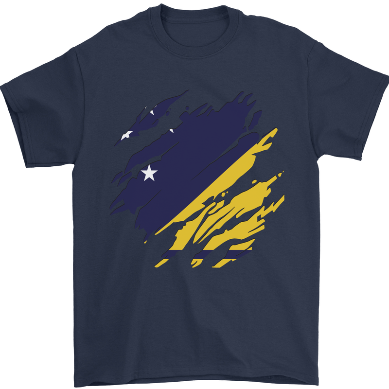 Torn Flag Tokelau Mens T-Shirt 100% Cotton Navy Blue