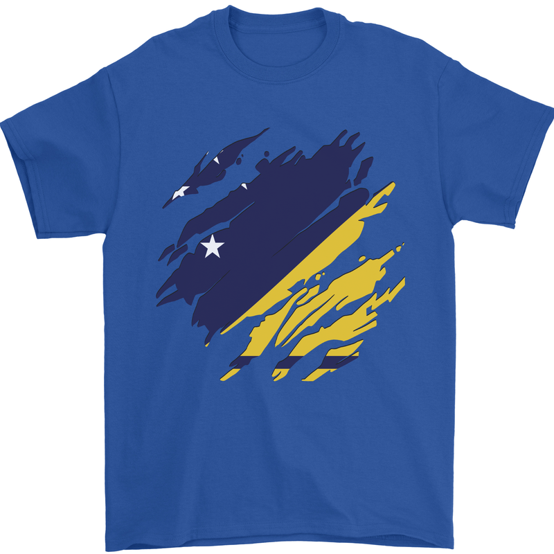 Torn Flag Tokelau Mens T-Shirt 100% Cotton Royal Blue