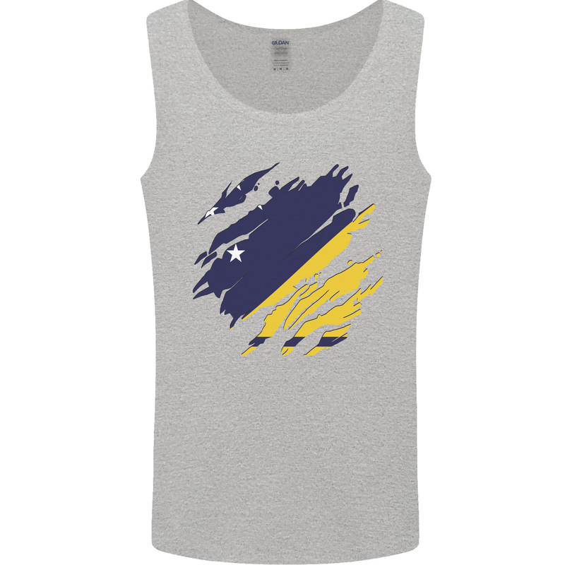 Torn Flag Tokelau Mens Vest Tank Top Sports Grey